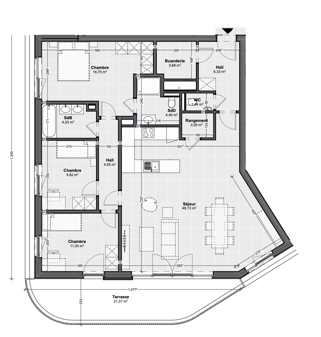 APPARTEMENT 3CH NEUF AVEC TERRASSE DE 21 M2/ETAGE 3 € 420 000 ERA
